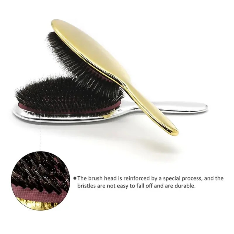 Luxury Gold & Silver Boar Bristle Paddle Hair Brush, Paddle Brushes, Oval Anti-Static Hair Comb, Anti Static Hairbrush, Scalp Massage Brush, Hairdressing Tool, Salon Styling Brush, Volumizing Brush, Volumizer Brush, Volume Brush, Hair Styling Tools Luxury Gold & Silver Boar Bristle Paddle Hair Brush, Paddle Brushes, Oval Anti-Static Hair Comb, Anti Static Hairbrush, Scalp Massage Brush, Hairdressing Tool, Salon Styling Brush, Volumizing Brush, Volumizer Brush, Volume Brush, Hair Styling Tools