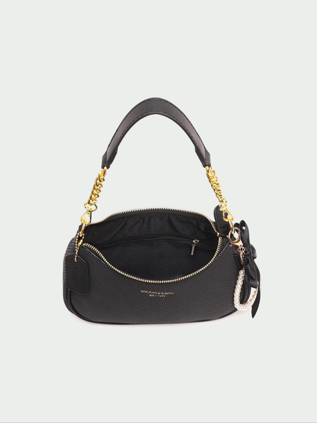 Women's Vintage PU, Fashion Chain Breadbag, Embellished Shoulder Bag, Casual Commuter Bag, Commuter Office Streetwear, Perfect Gift, Pure Color, Ideal for Daily Use