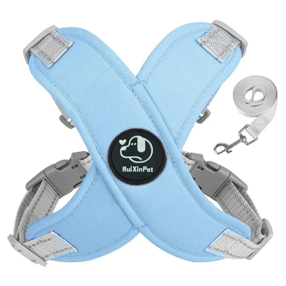 Reflective Dog Vest Harness & Leash Set - Soft, Adjustable, No-Pull Chest Strap, Reflective Strips, Breathable Fabric, Multi-Size for Small-Medium Dogs Cats Pug Daily Walking