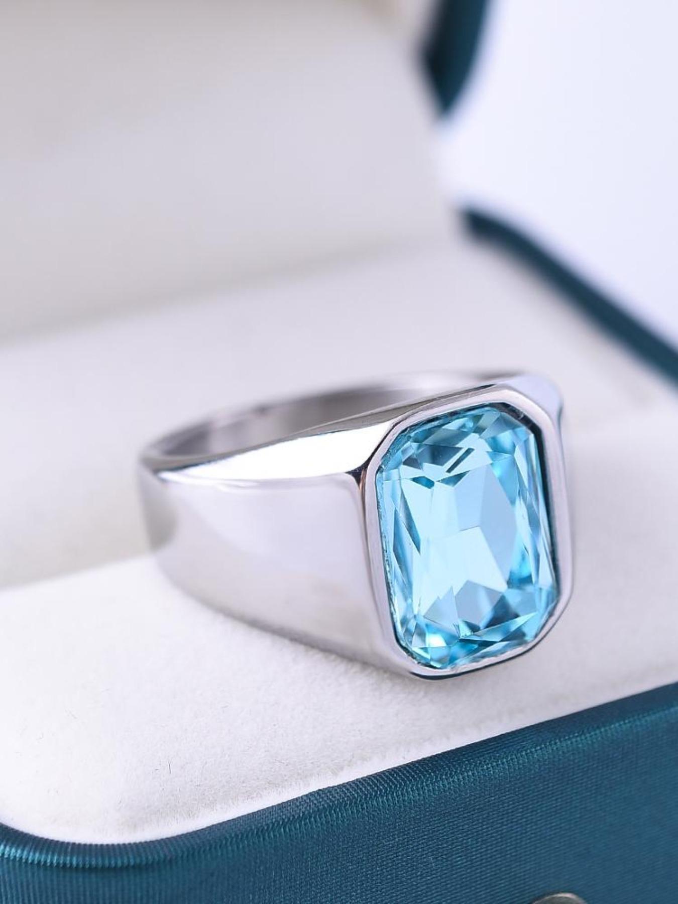 Vintage Turquoise Men's Stainless Steel Ring, Natural Agate Vein, Unique Gemstone Accessory