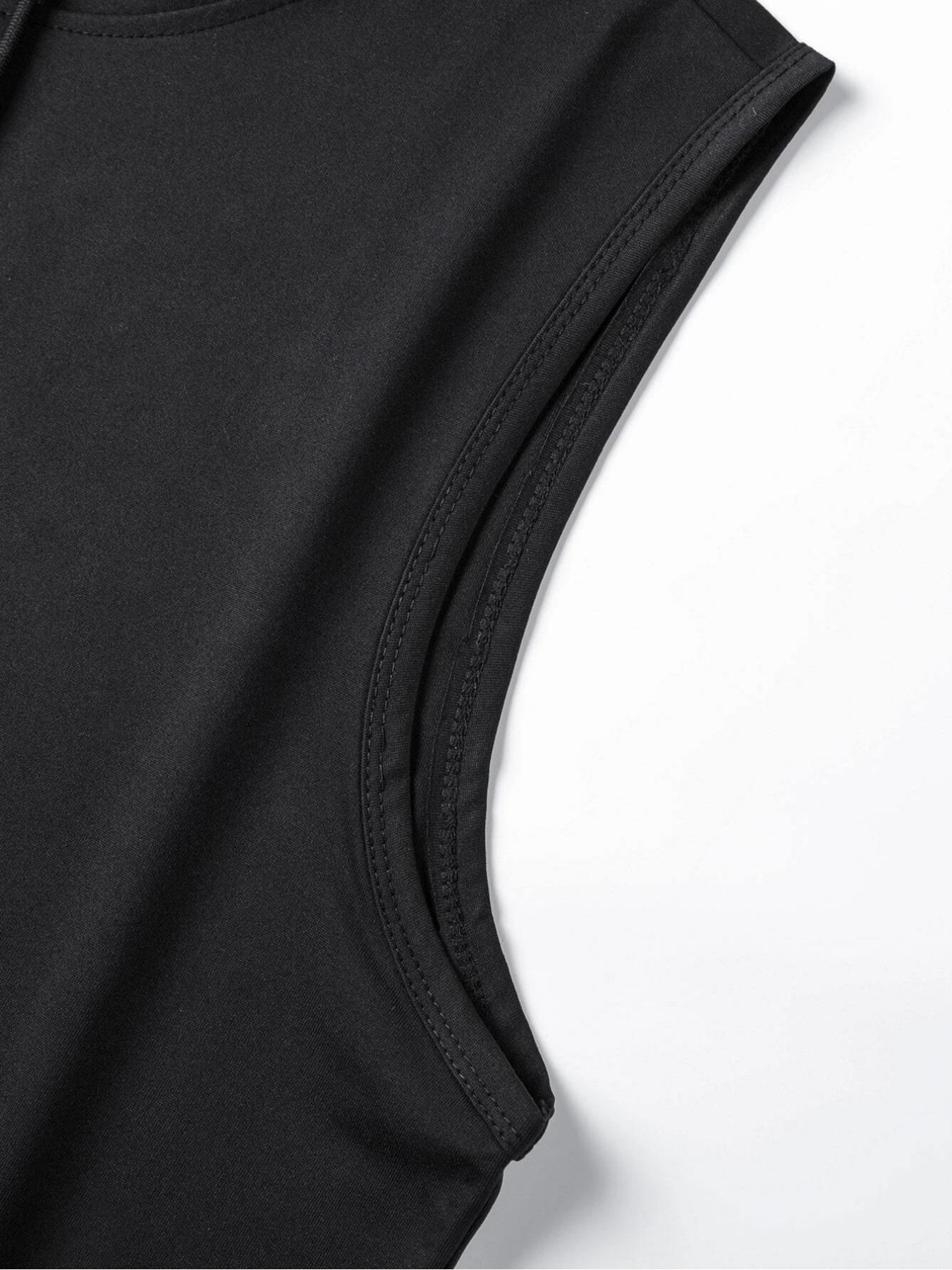 Men's Casual Hooded Vest with Long Pants, Comfortable Fitted Knit Fabric for Fall Season, Stylish Set for Everyday Wear, Activewear