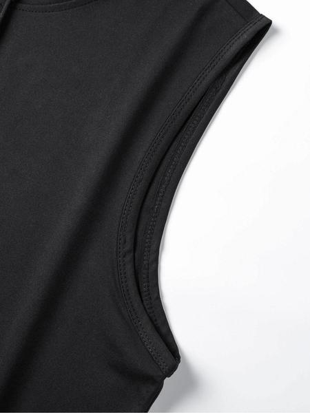 Men's Casual Hooded Vest with Long Pants, Comfortable Fitted Knit Fabric for Fall Season, Stylish Set for Everyday Wear, Activewear