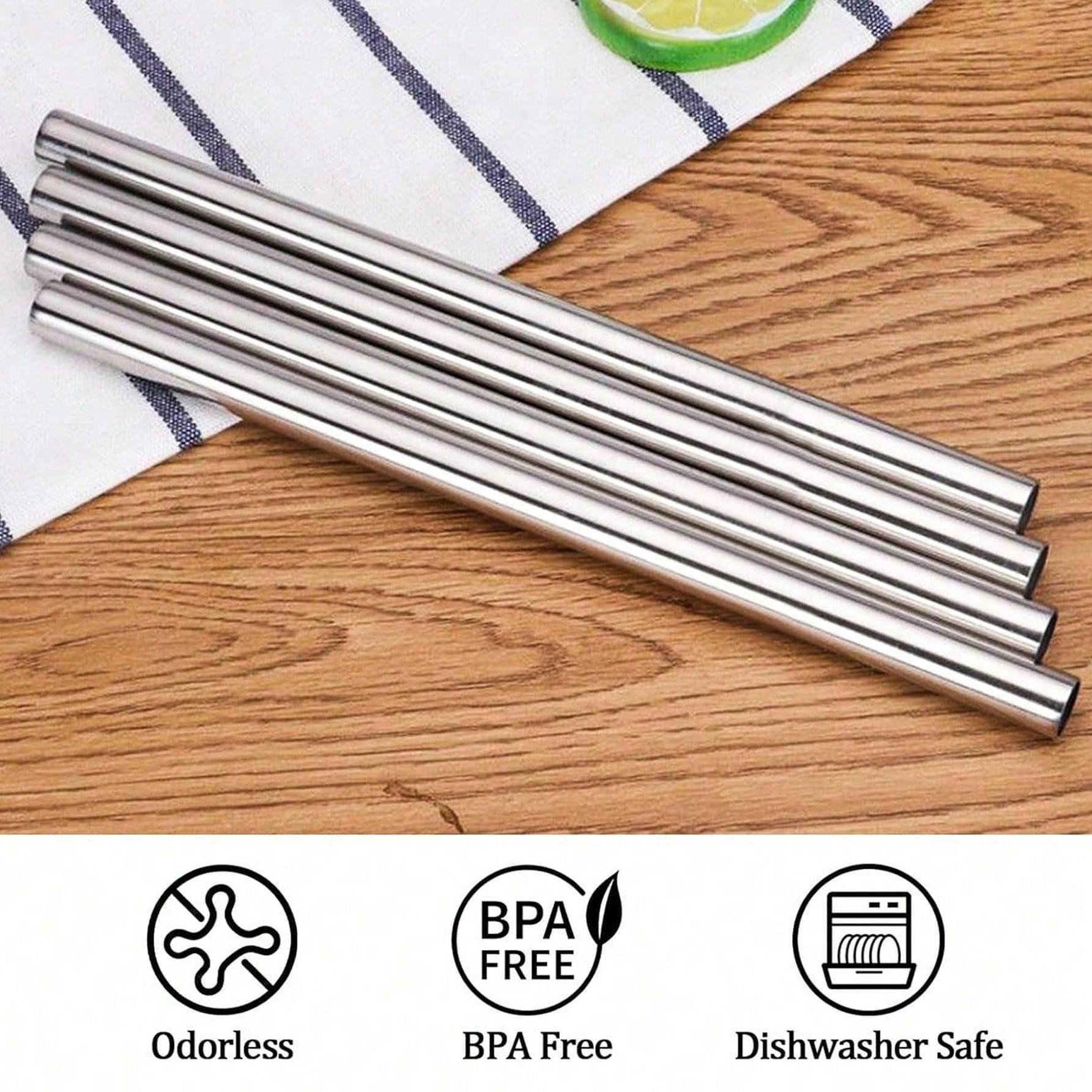 1/2/4/6PCS Extra Long Stainless Steel Reusable Metal Straws with Cleaning Brush - Perfect for Stanley 40oz & 30oz Tumbler, Eco-Friendly Replacement for Plastic Straws, Durable and Easy to Clean, Hot Selling Sustainable Accessories
