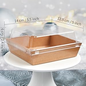 50 Pack 5 Inch Paper Charcuterie Boxes with Clear Lids, Square To Go Cake Slice Containers Small Kraft Bakery Boxes for Dessert, Cookies, Sandwich, Strawberries (Brown) 50 Pack 5 Inch Paper Charcuterie Boxes with Clear Lids, Square To Go Cake Slice Containers Small Kraft Bakery Boxes for Dessert, Cookies, Sandwich, Strawberries (Brown)
