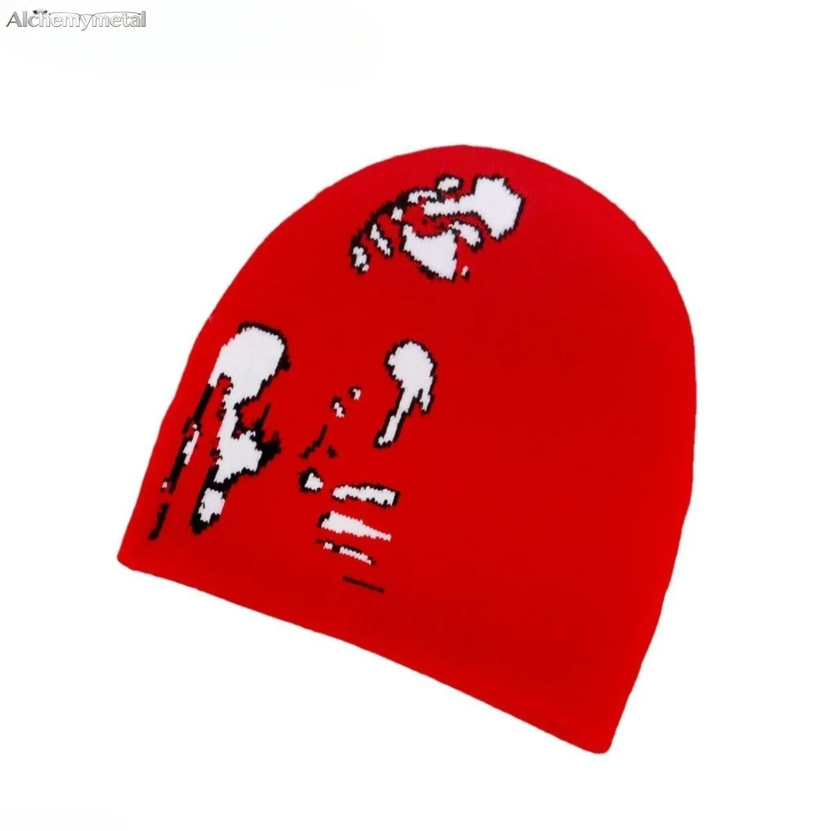 2026 Trendy Personalized Print Cotton Blend Jacquard Knitted Beanie - Soft Thick Material, Stretch Fit, Unisex Outdoor Wear Autumn-Winter Warm Hat for European Users, One Size Casual Accessory