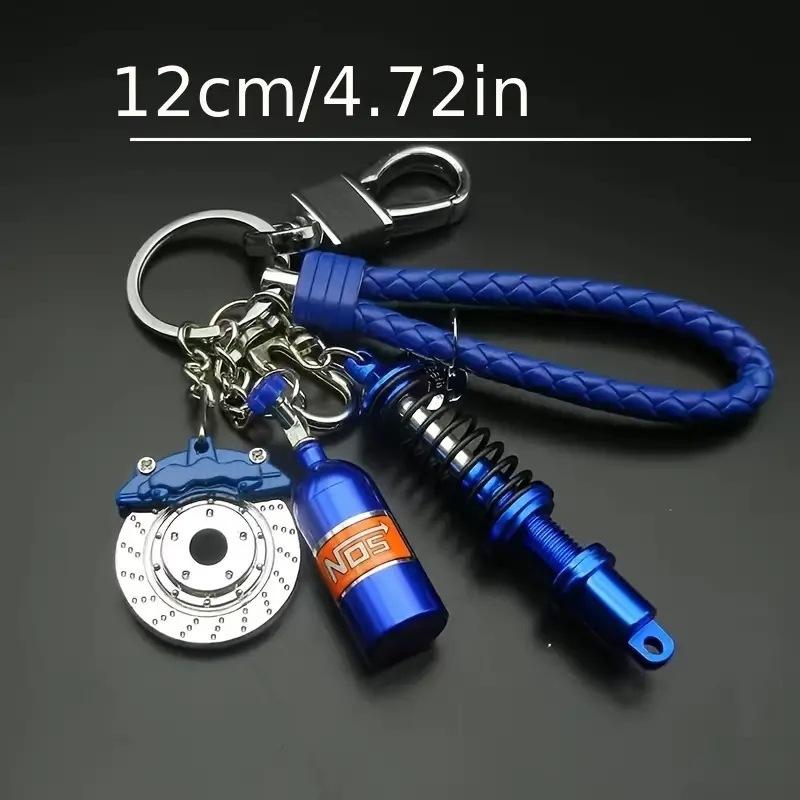 Creative Metal Keychain, Turbo Gear Wheel Hub, Brake Disc, Shock Absorber, Caliper, Car Keychain Pendant, Popular Fashionable And Personalized Outdoor Car Accessory Keychain, Car Nitrogen Pendant Keychain Modification Simulation Gift Keychain Pendant.