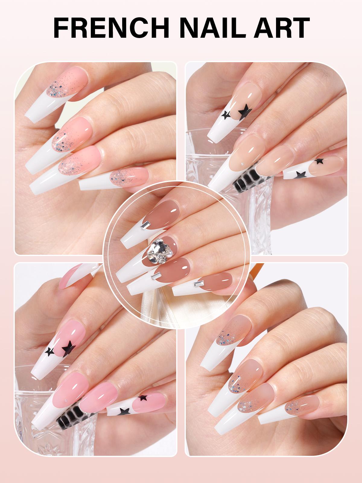 Aillsa Long Coffin French Tip Press on Nails - 180pcs Classic Nude/Brown Full Cover Soft Gel Nail Tips Natural False Nails 15 sizes Easy to Wear Soak Off Acrylic Extensions Reusable & Comfortable Fit DIY Nail Art at home press-on nail set dealsforyoudays