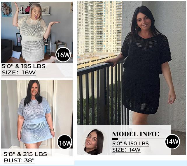 Aqua Eve Plus Size Swimsuit Cover Up - Crochet Bathing Suit Coverups Short Sleeve Beach Dress Swimwear