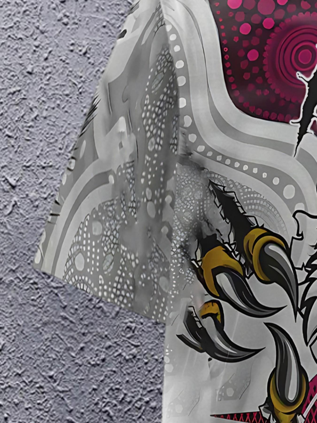 Men's Casual Round Neck Top, Running Fitness Wear, Breathable Comfort, American Vintage Eagle Print