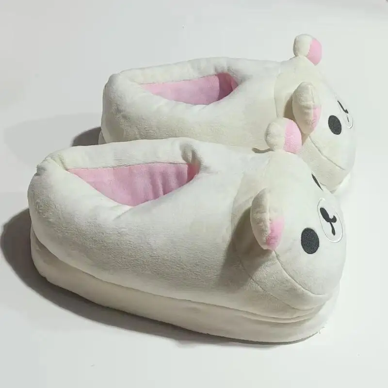Rilakkuma Cartoon Anime Winter Couple Set Cotton Shoes Indoor Cute Thicken Keep Warm Non-Slip House Shoes All-Inclusive Slippers