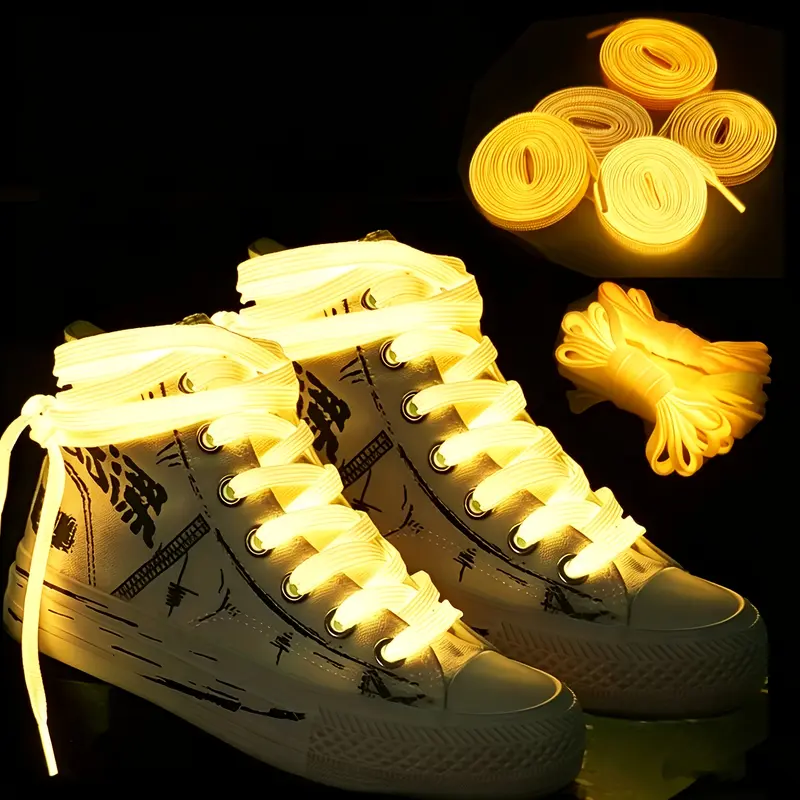 6 Pairs Random Color Glow Reflective No-Tie Shoelaces for Sneakers - Mixed Neon Hues, Lightweight, Durable, All-Season Street Sports Accessory, Shoelace, 6 Pairs Of Shoelaces In Random Colors