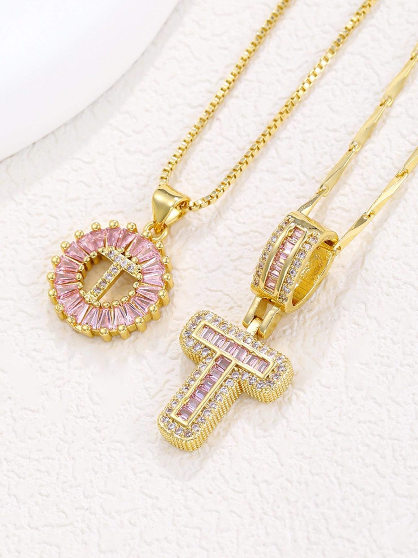 2-Piece Initial Pendant Necklace Set, 14k Adjustable Chain, Fashion Layered Jewelry, Perfect Gift for Women, All Seasons