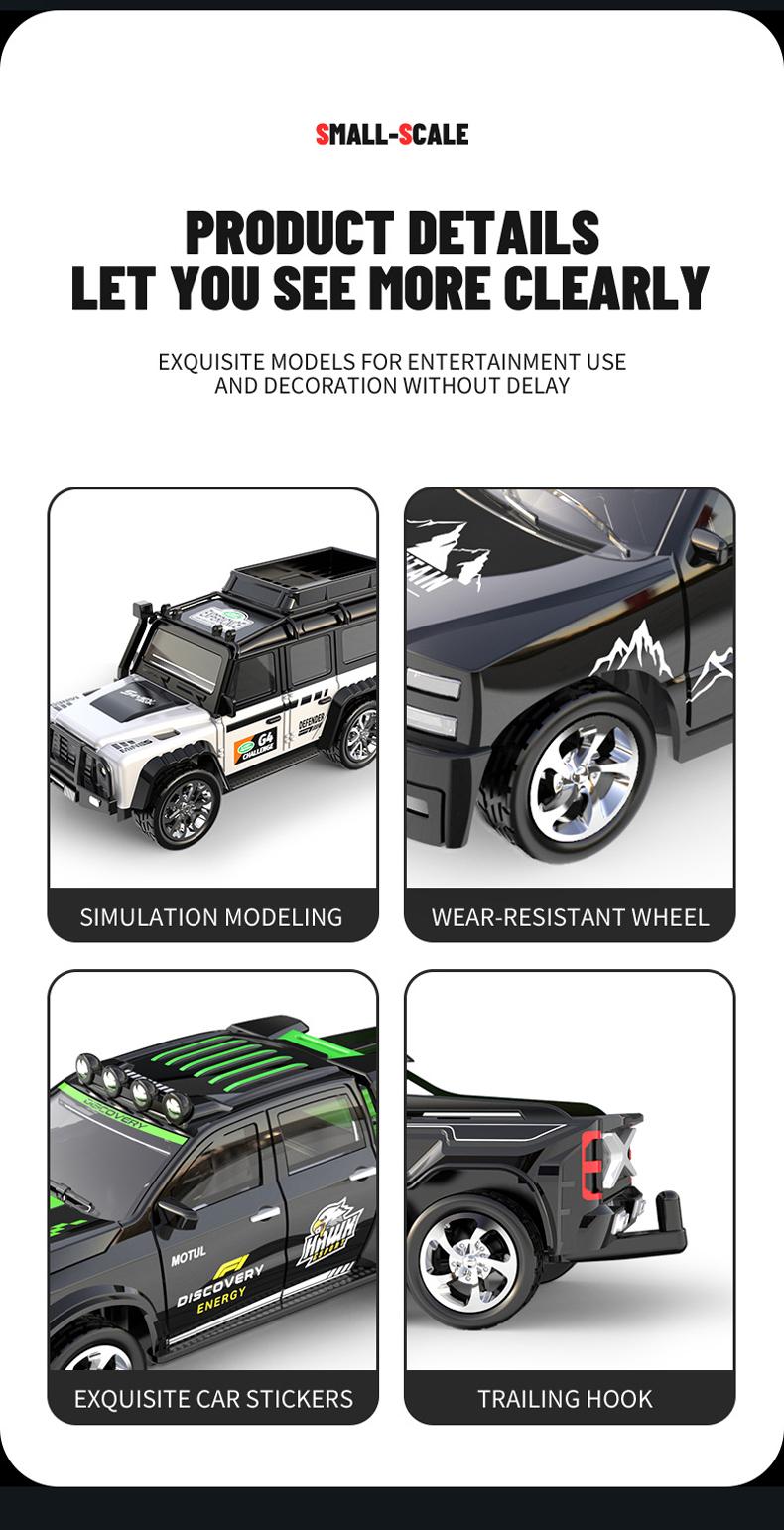 Hotfree 1/64 Mini RC Drift Car, High Speed Alloy Off-Road Truck with Trailer, 2.4GHz Remote Control Toy, USB-C Charging, 3-Speed Modes, LED Lights, Indoor Outdoor Racing, Fun Birthday Christmas Gift for Kids Boys  Outdoorfun