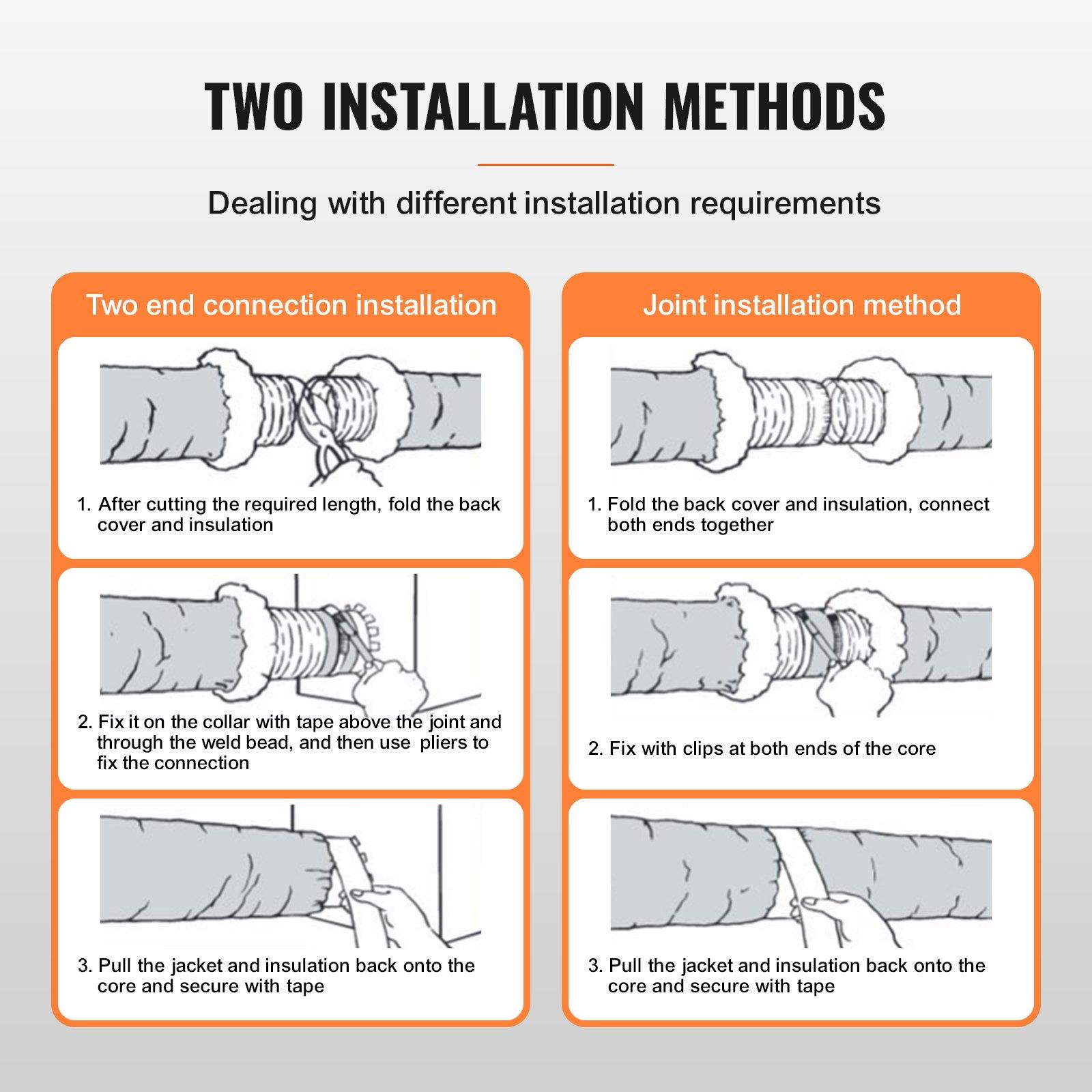 fathersdaygift  VEVOR Dryer Vent Hose, 5'' Insulated Flexible Duct 25FT Long with 2 Duct Clamps, Heavy-Duty Three Layer Protection for HVAC Heating Cooling Ventilation and Exhaust, R-6.0 Flame Resistance Value