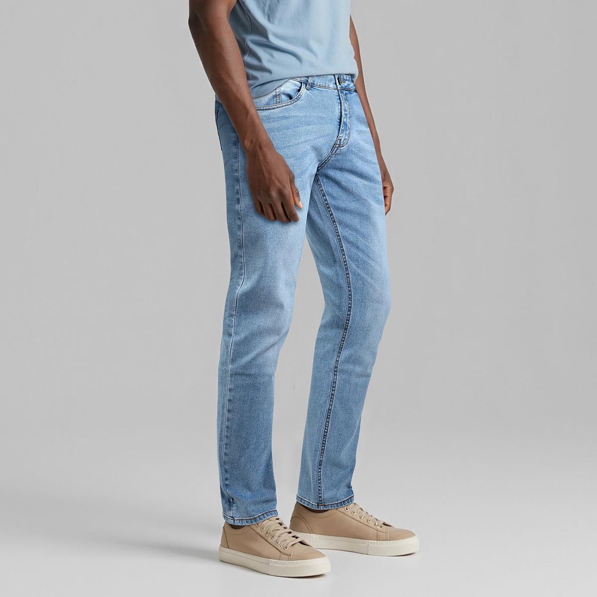 GINGTTO Men's Slim Straight Fit Jeans Comfort Stretch Spill-resistant Denim Pants Stain Resistant Jeans