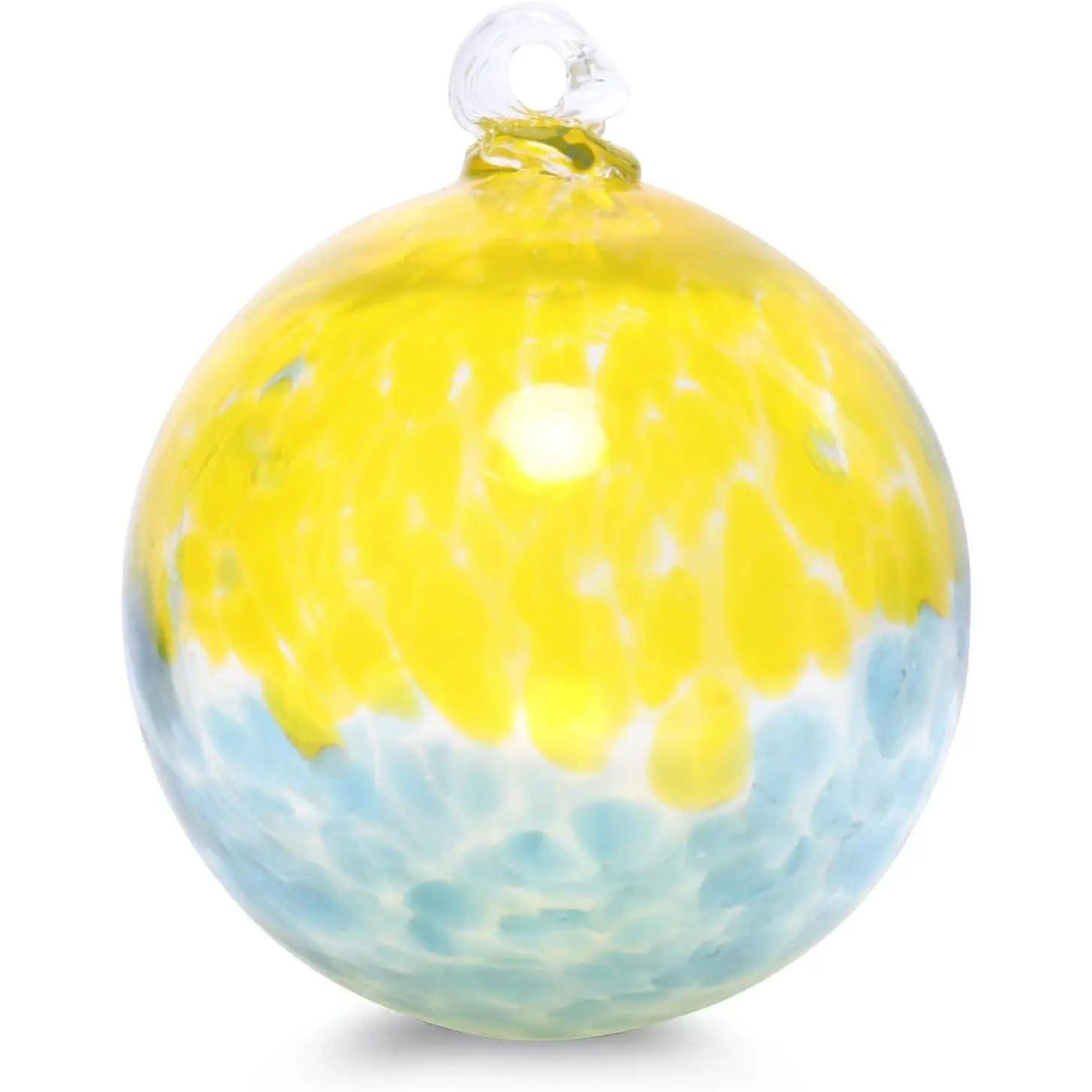 Hanging Garden Gazing Balls, Glass Witch Ball for Outdoor Decor, 6" | Hanging Gazing Balls, Hand-Blown Witch Ball Ornament Blue Yellow Swirl Garden Globe for Outdoor Garden Lawn Yard Decorative