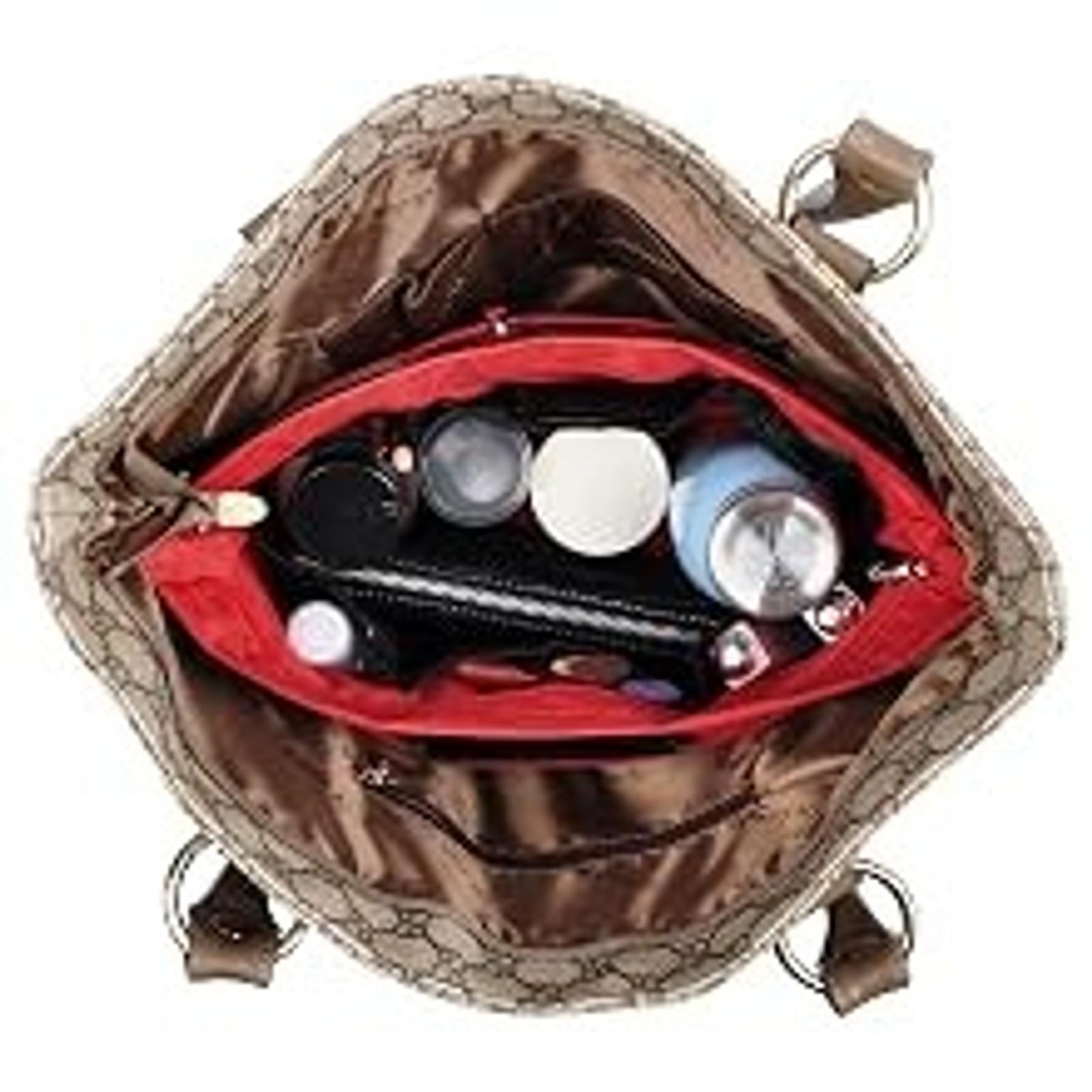 Handbag Purse Tote Organizer Insert with Zipper Closure, 11 Pockets, 3 Sizes, Multiple Colors