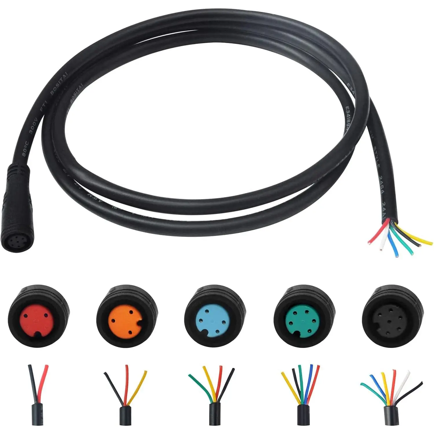 Extension  2Pin/3Pin/4Pin/5Pin/6Pin  Plug with A Single Connector for Electric  Light/Throttle/Ebrake/Display Ebike