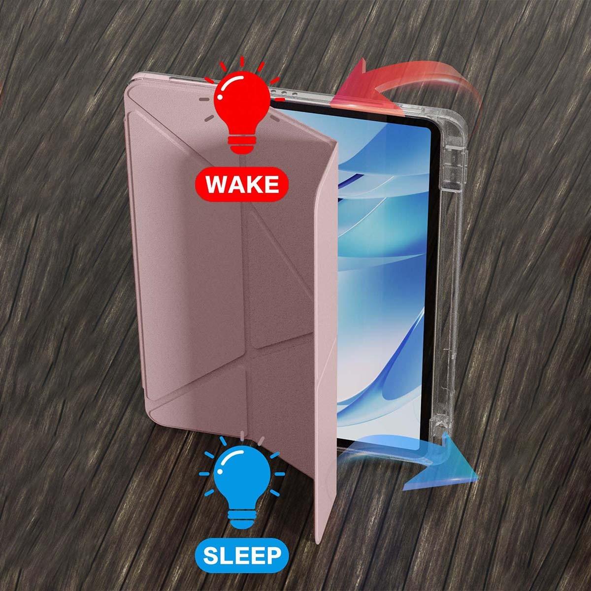 1pc Transparent Borders Acrylic Y-Fold Flat Stand Protective Case for iPad 11(A16 2025) Multi-Angle Kickstand With Pencil Slot, Scratch & Bend Resistance Acrylic Back Cover,for iPad Air 11-inch (M3) 2025Magnetic Auto Sleep/Wake, Simplistic/Casual/Classic