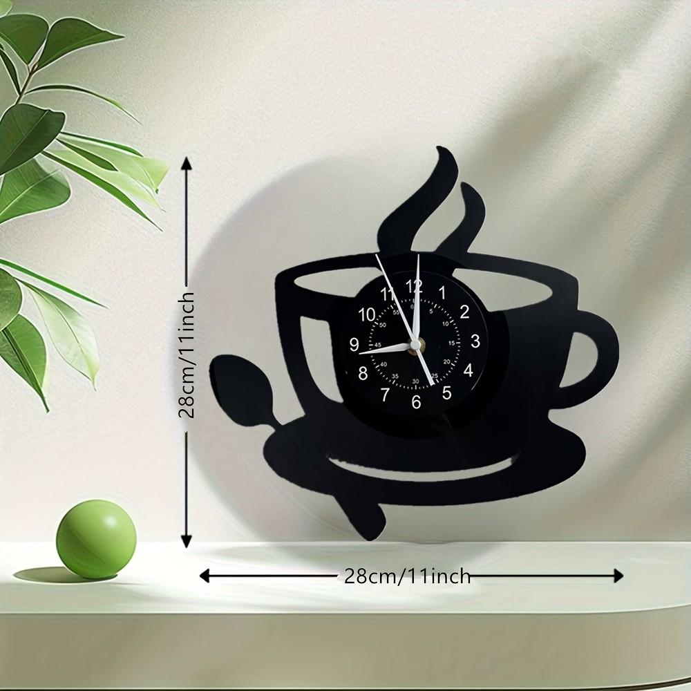 Kitchen Theme Vinyl Record Wall Clock, 7 Color LED Coffee Cup Clock, Living Room Bedroom Decor, Home Office Bar Cafe Decoration, Creative Decorative Clock
