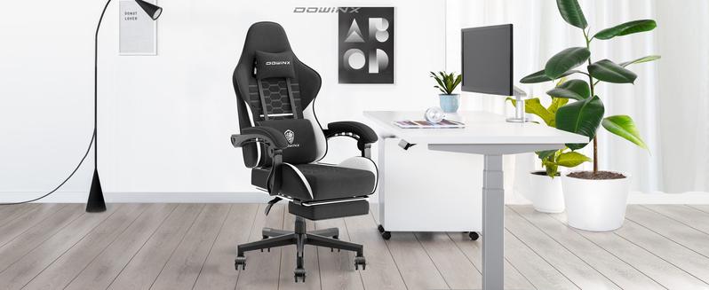 Dowinx Fabric Gaming Chair with Pocket Spring Cushion, Ergonomic Computer Chair with Footrest, Cloth Gamer Chair with Massage Lumbar Support and Headrest