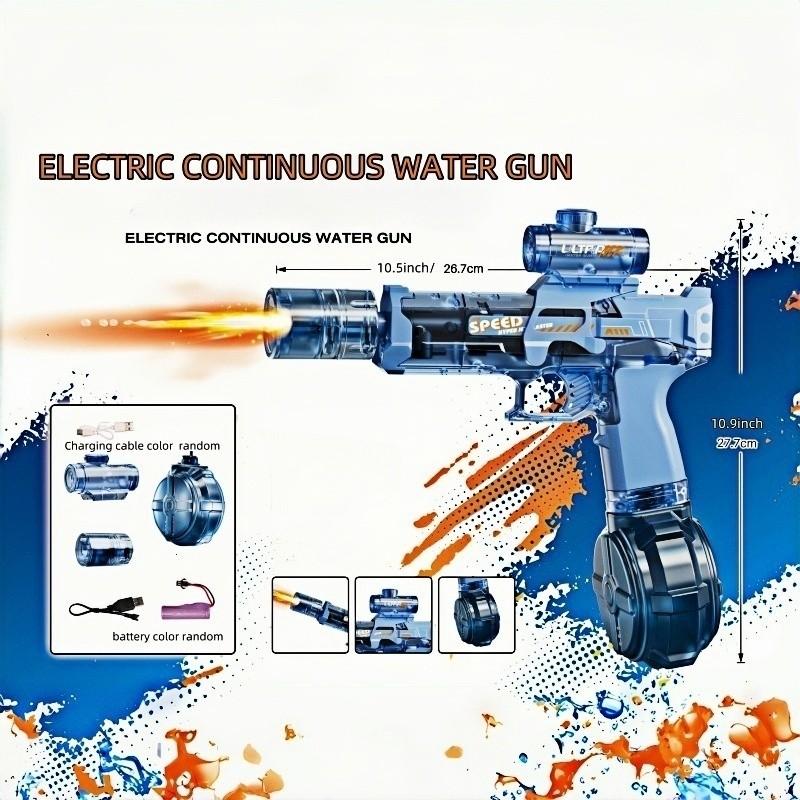Summer Pool Beach Party LED Electric Large Capacity Automatic Toy Water Gun with Flame Effect, Unisex Outdoor Safe Toy, Rechargeable Lithium Battery