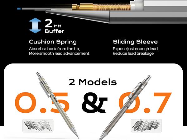 Nicpro 8Pack Metal Mechanical Pencils Set with 0.5mm & 0.7mm Pencils HB Lead Refills 3Packs of 4B Erasers & 9Packs of Eraser Refills Includes Case, Office Supplies, Writing Tools, Stationery