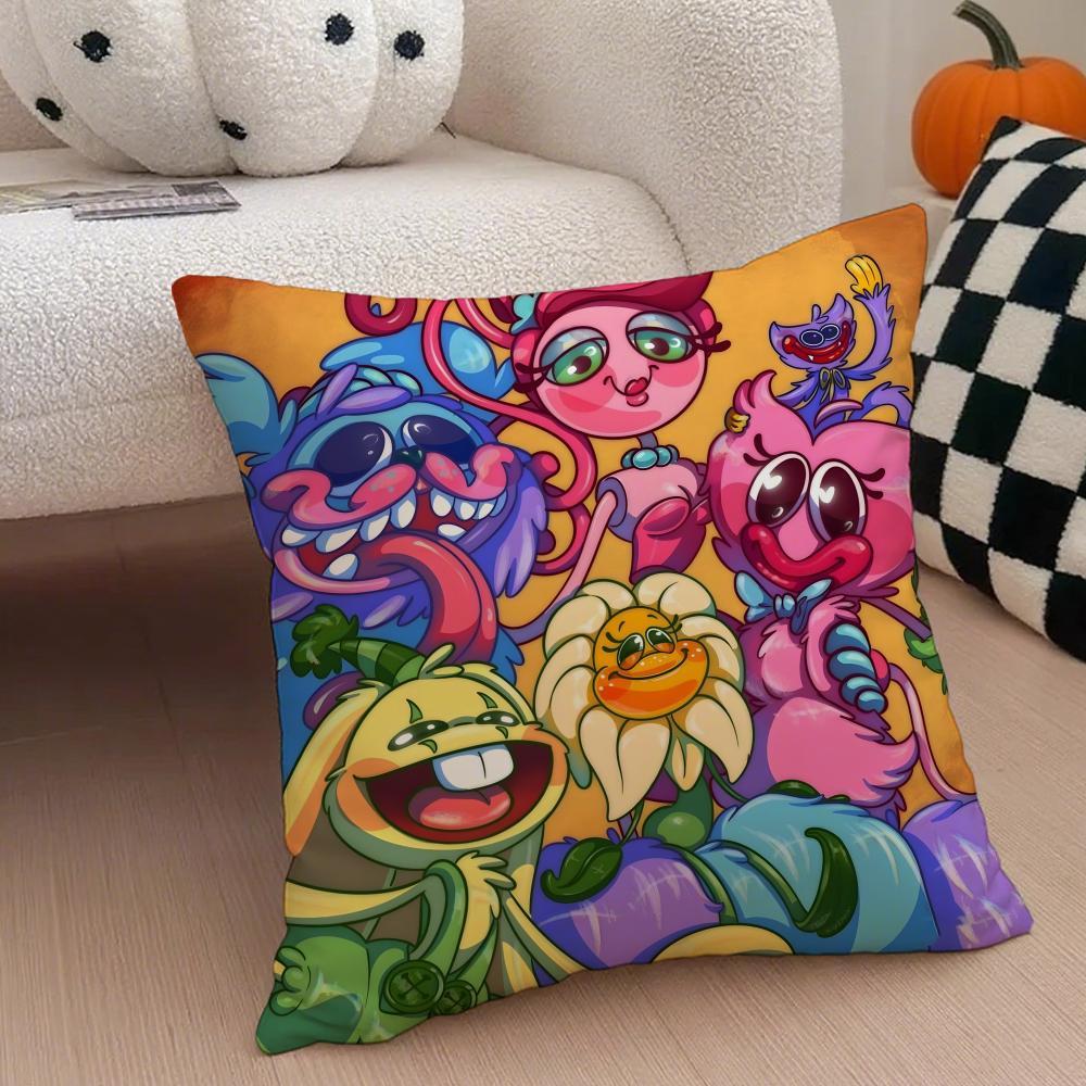 Hot Classic Horror Eerie American Video Game P-Poppy Playtime Pillow Case Anti-dustmite Pillowcase  Sofa Cushion Cover with Invisible Zipper Silky Short Plush Polyester Microfiber Fabric White Available in Standard Queen King Sizes for Home Bed Use