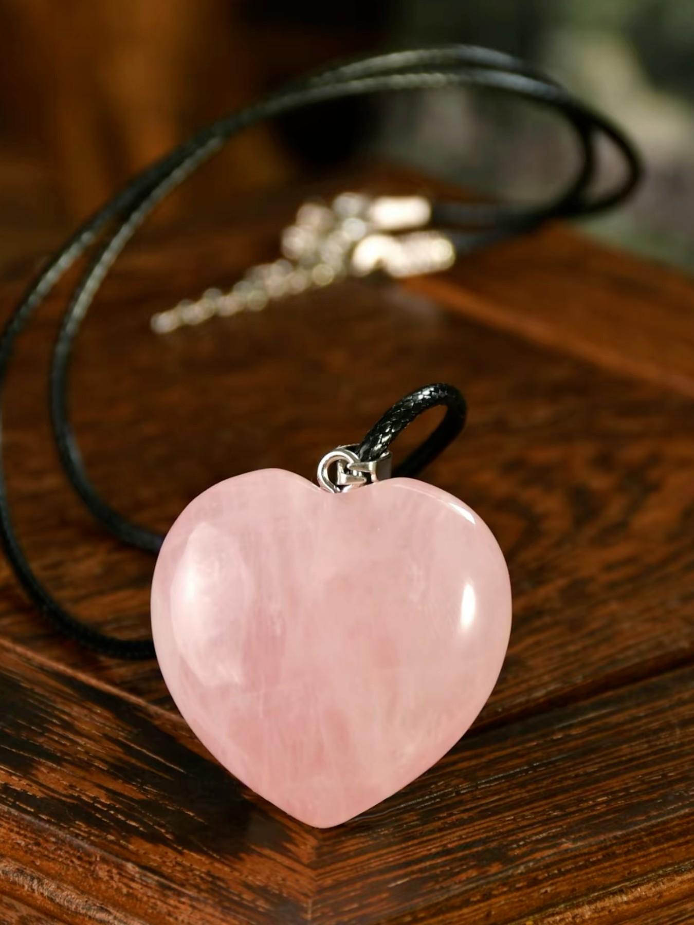 30mm Aaa Rose Quartz Love Necklace, Elegant Collar Style, Women's Design, Perfect Gift for Festivals, Natural Stone Color Randomly Selected