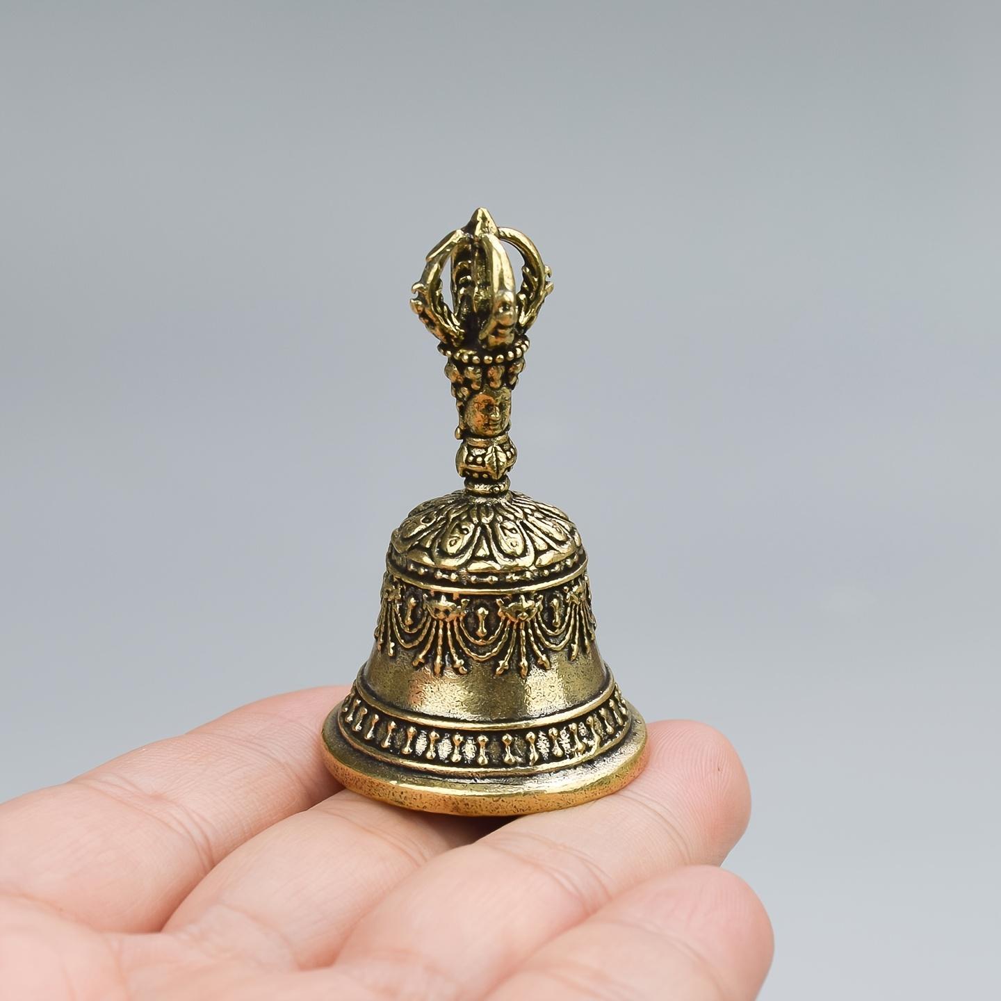Small Artisanal Hand Bell with Ornamental Carvings, Vintage Bronze Instrument for Meditation and Home Decor, Decoration, Room Decorations, Fashion Accessory