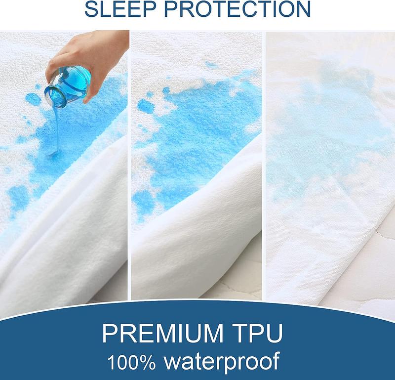 Premium Terry Waterproof Mattress Protector - Ultra-Soft Breathable Noiseless Absorbent Mattress Pad Mattress Topper Cover Solid Color Fitted Sheet with Deep Pocket Machine Washable #TiktokshopStockUp Premium Terry Waterproof Mattress Protector - Ultra-Soft Breathable Noiseless Absorbent Mattress Pad Mattress Topper Cover Solid Color Fitted Sheet with Deep Pocket Machine Washable #TiktokshopStockUp