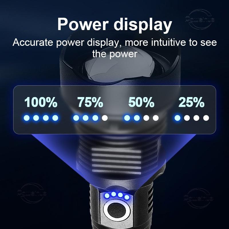 4000 Lumens P70 LED High Lumen Flashlight,  Rechargeable Battery & 5 Modes Handheld Torch, IPX7 Waterproof Aluminum Alloy Flashlights For Camping, Outdoor, Emergency, Home, Best Tools/Gifts For Men