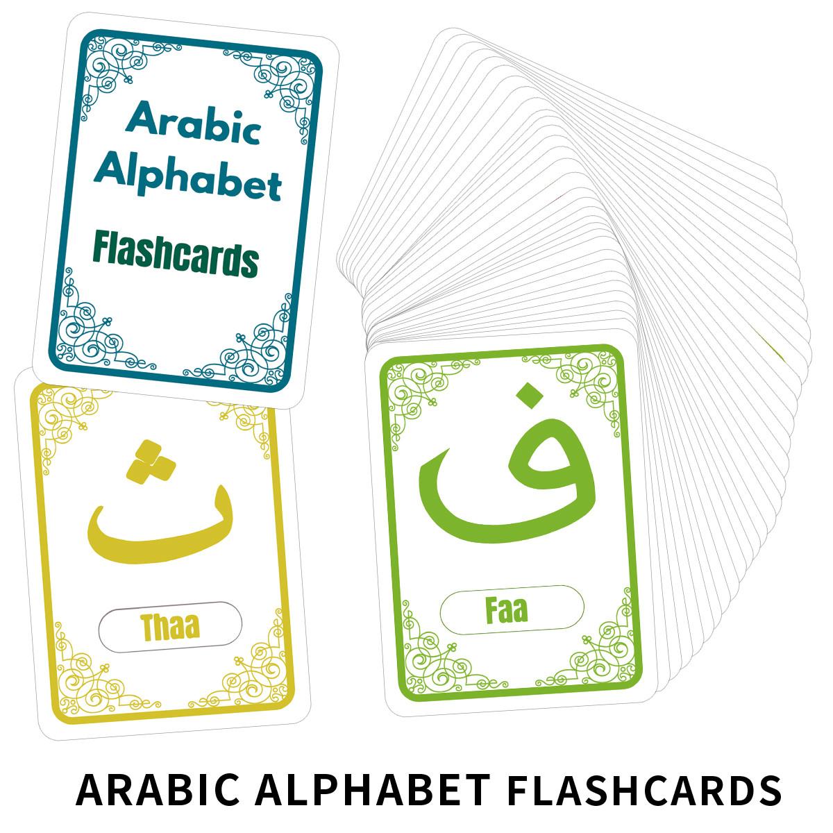 32pcs Arabic Alphabet Cards, Language Learning Cards for Beginners, Islamic Learning Tool for Arabic Script Recognition, Arabic Writing & Reading Learning Aid Cards, Vocabulary Flashcards, Word Cards
