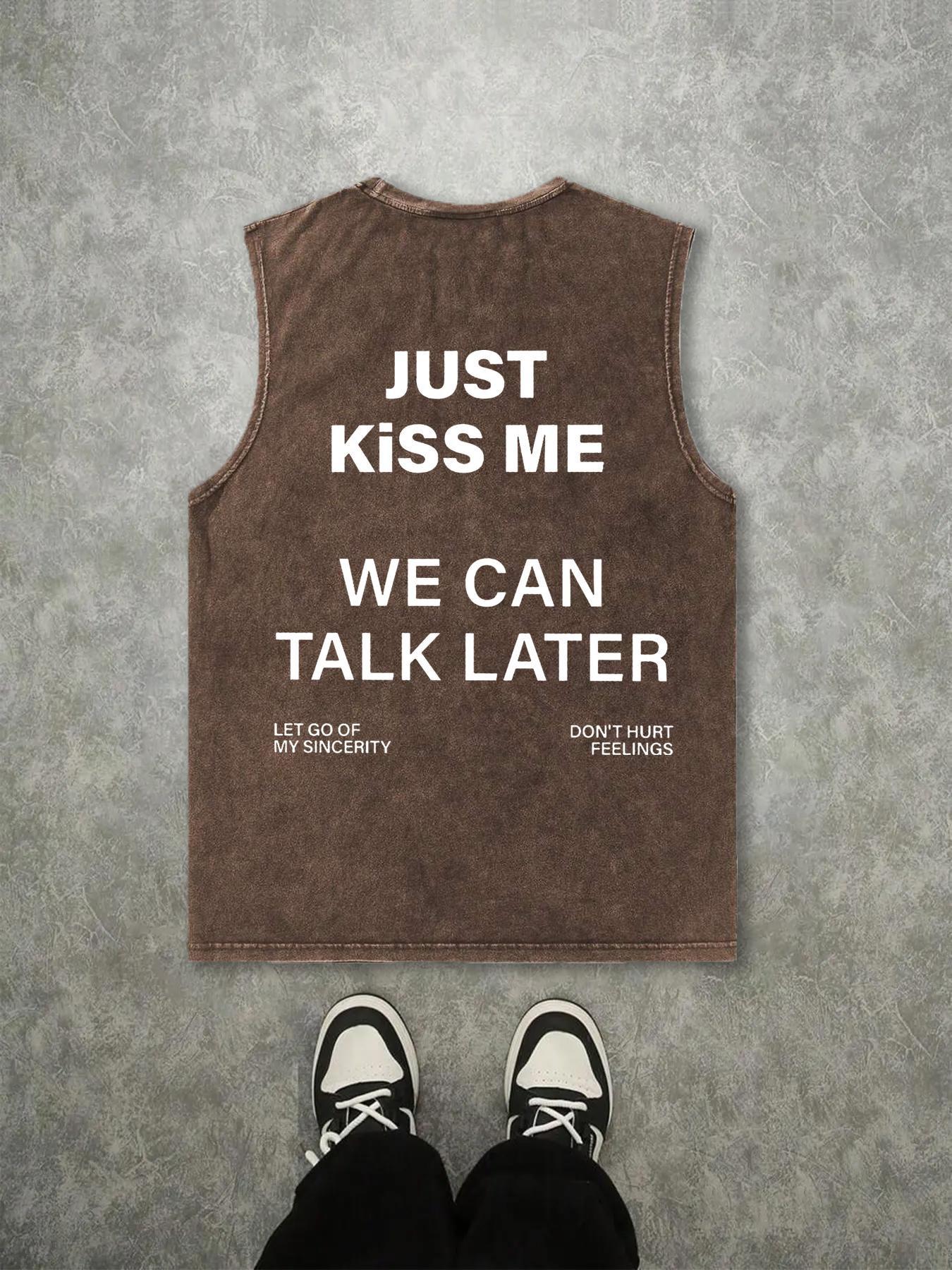 Unlock the American retro Vintage style, Made of skin-friendly pure cotton, this men's sleeveless round-neck Fitted T-shirt, Stylish tank, is cool, Casual and has a personalized text pattern, Sleeveless Tank Tops