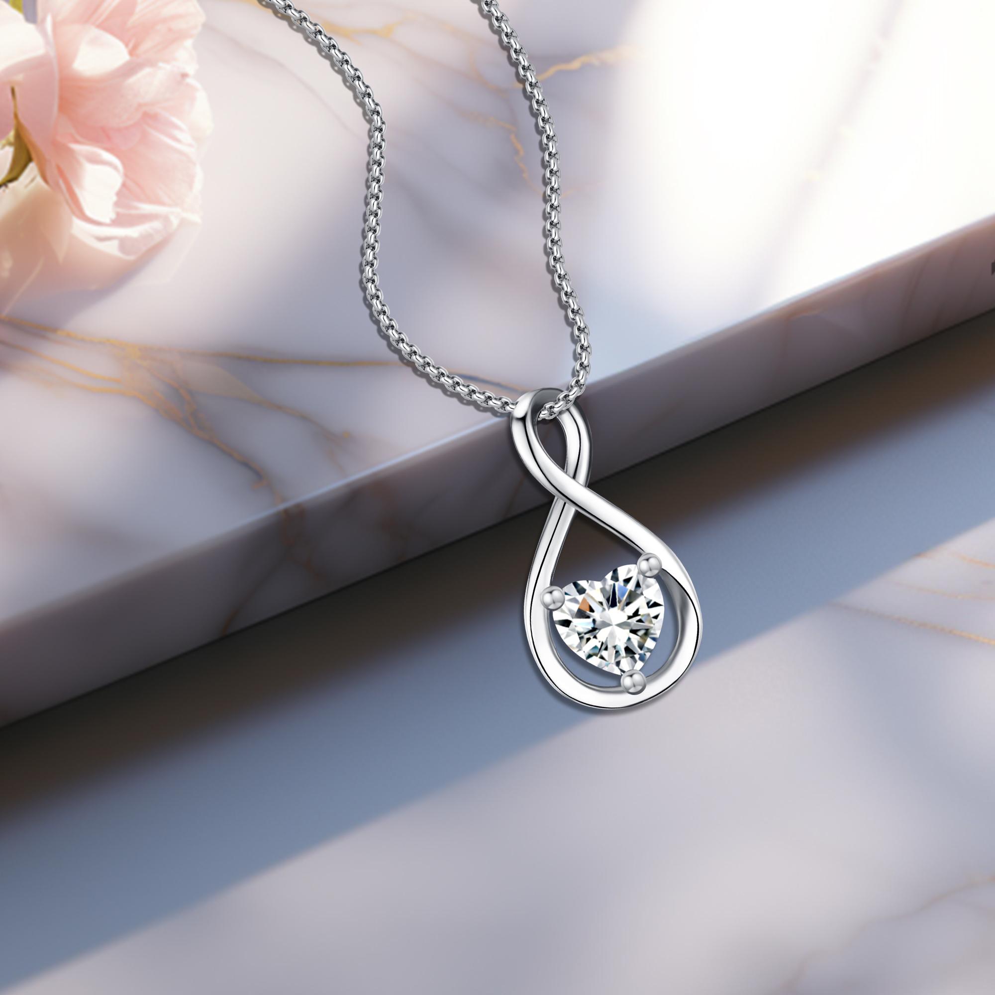 Heart Shaped Necklace Infinity Heart Birthstone Necklace Pendant Gift for Women Girls Anniversary Birthday Mother's Day Gifts Valentine's Day Gift Jewelry for Mom Wife Girlfriend Sister Heart Shaped Necklace Infinity Heart Birthstone Necklace Pendant Gift for Women Girls Anniversary Birthday Mother's Day Gifts Valentine's Day Gift Jewelry for Mom Wife Girlfriend Sister