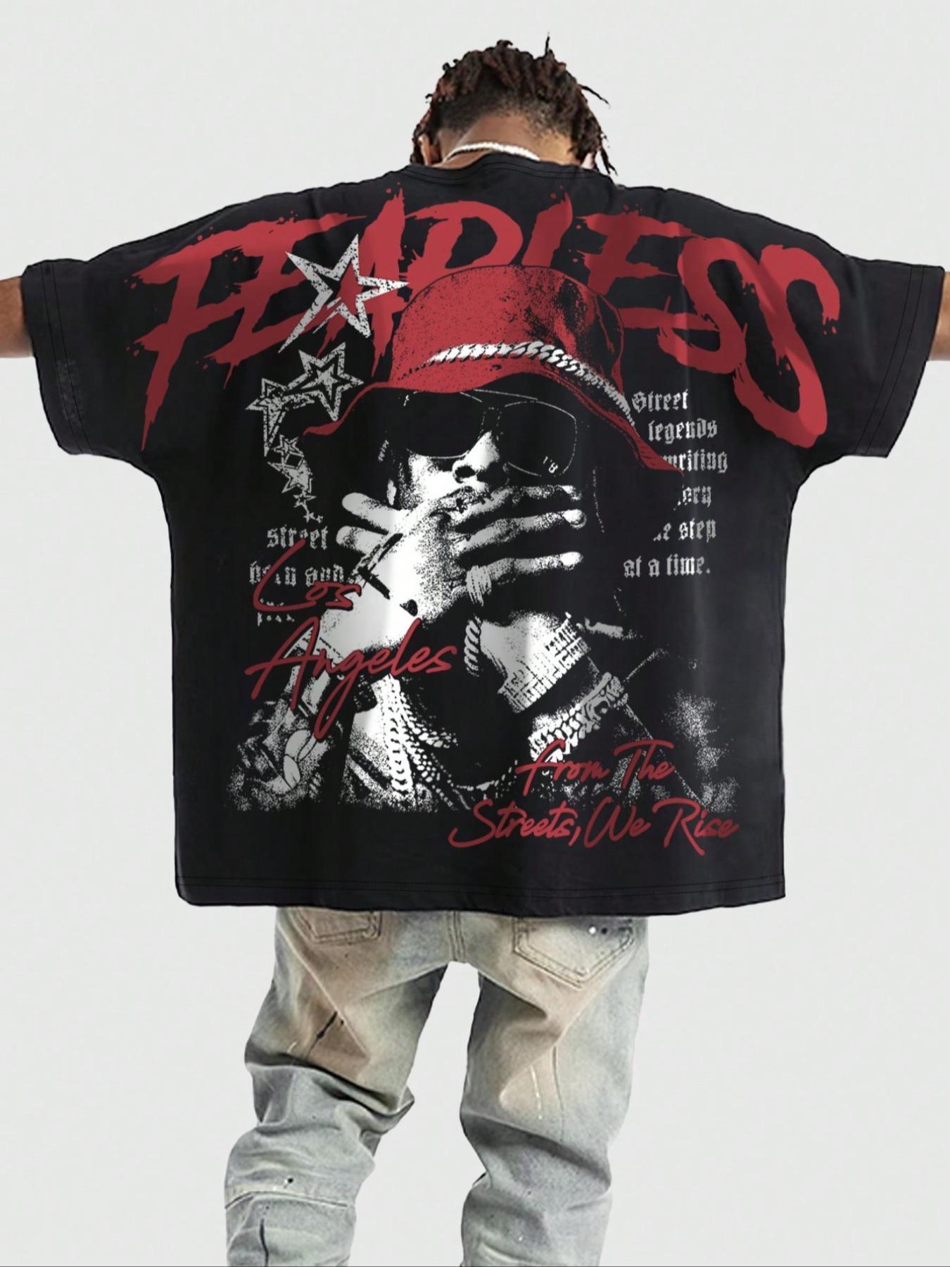 Men's Regular Fit Skeleton & Letter Print Round Neck Tee, Casual Short Sleeve Crew Neck T-Shirt for Summer, Fashion Men's Top for Daily Wear, Tropical