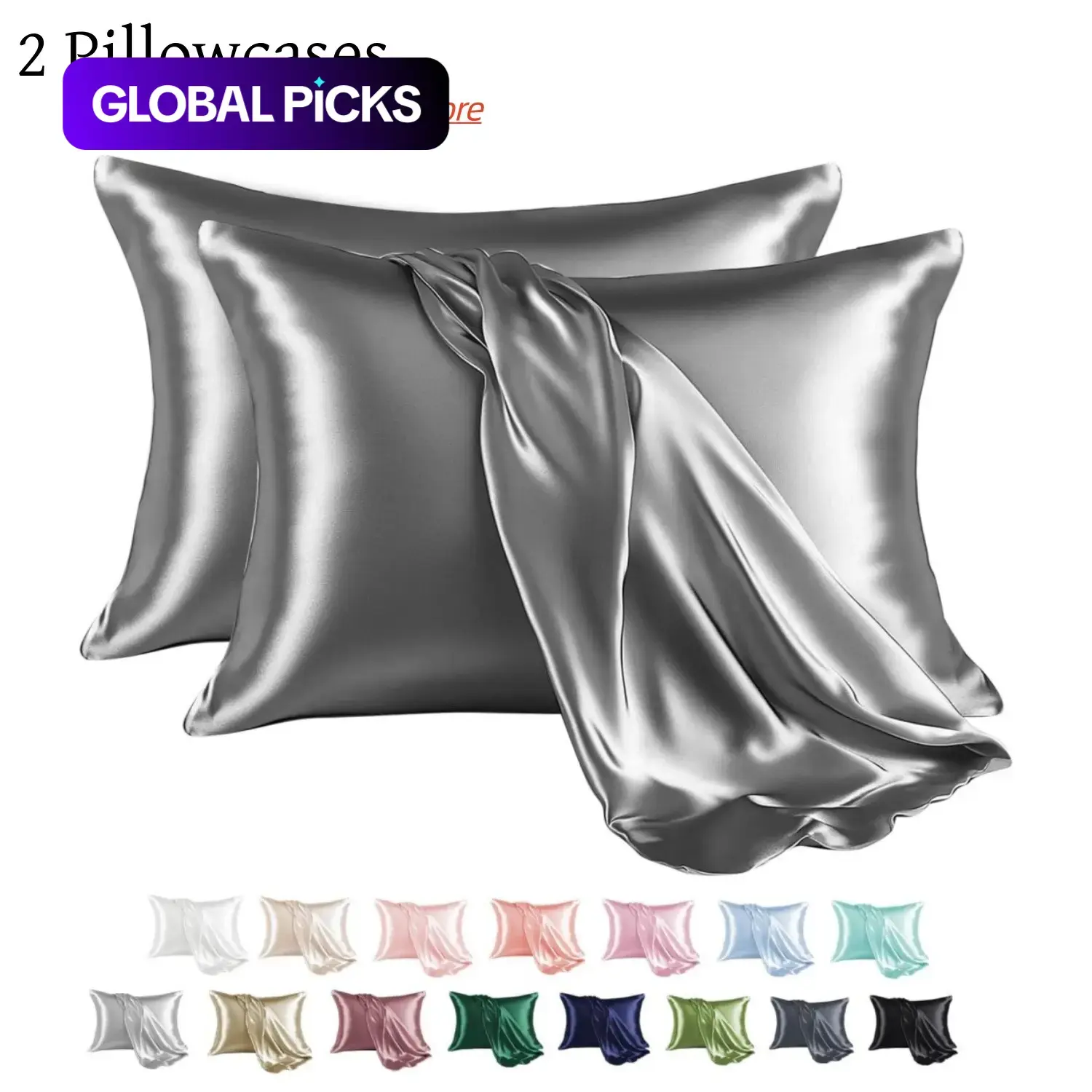 2 Counts Pillowcase for Hair and Skin, Pillowcase 2 Pack, Pillow Cover with Envelope Closure, Valentine's Day Gift, Silky Satin Bedding, Bed Linens