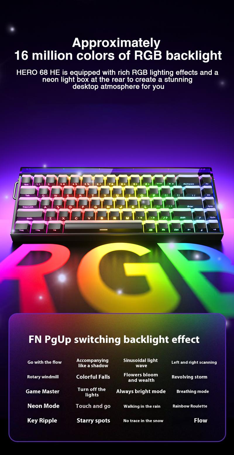 AULA HERO 68 HE 60% Gaming Keyboard Wired, Hall Effect Magnetic Switch Keyboard with Adjustable Actuation, Rapid Trigger Mode, 8K Hz Polling Rate, 0.125ms Latency,Side Printed PBT Keycaps, RGB Backlit TikTokShopfalldealsforyou AULA HERO 68 HE 60% Gaming Keyboard Wired, Hall Effect Magnetic Switch Keyboard with Adjustable Actuation, Rapid Trigger Mode, 8K Hz Polling Rate, 0.125ms Latency,Side Printed PBT Keycaps, RGB Backlit TikTokShopfalldealsforyou