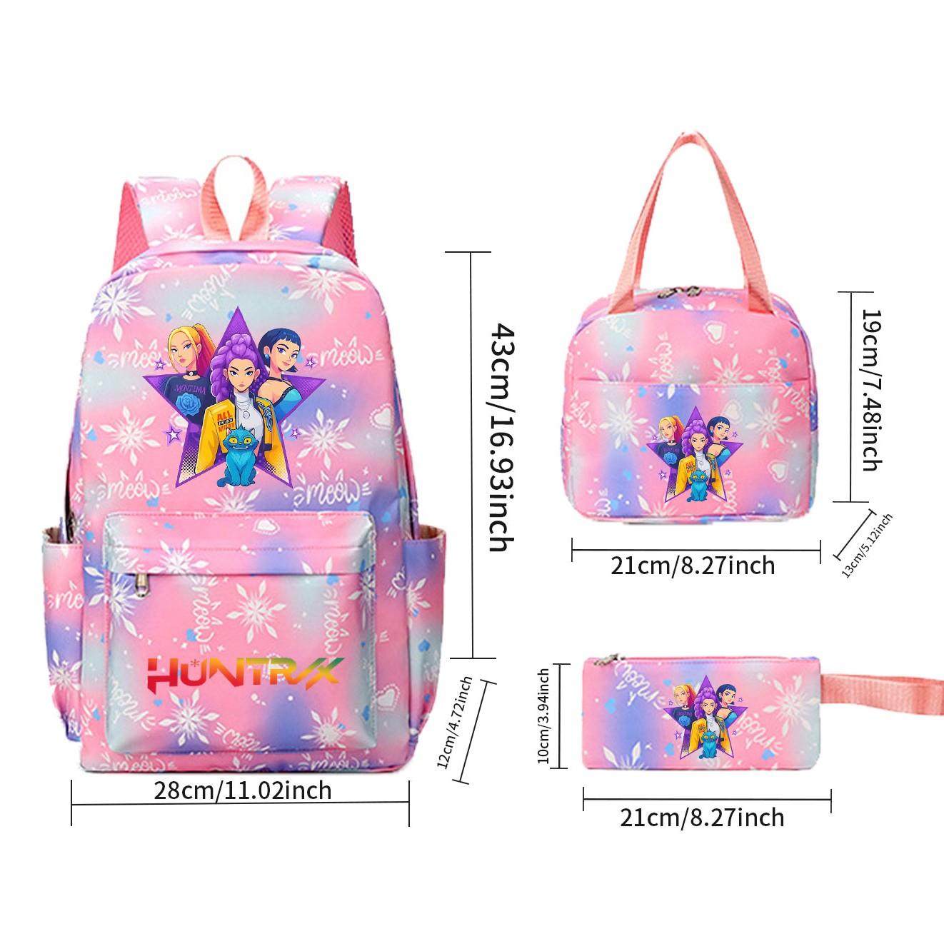 Snowflake Pattern Backpack Set, Kpop Print, Six-Seven Gesture, Laptop Sleeve, Lunch Bag, Pen Case, Large Capacity, Adjustable Straps