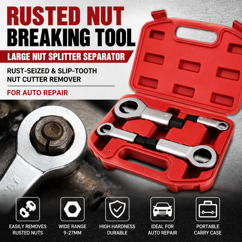Professional Nut Breaking Splitter Tool, Rusty & Stripped Nut Remover Separator, Heavy‑Duty Hand‑Operated Nut Cutting Demolition Tool