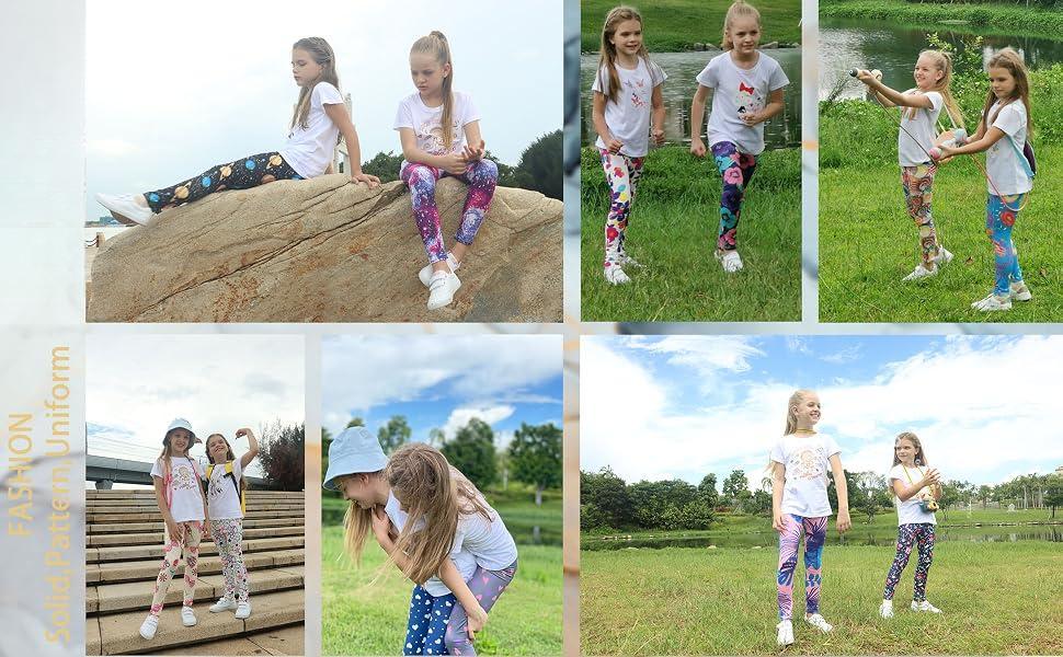 Girls Printed Leggings Multipack, Cute Stretch Ankle Length Pants for Ages 4-13 Girls Printed Leggings Multipack, Cute Stretch Ankle Length Pants for Ages 4-13