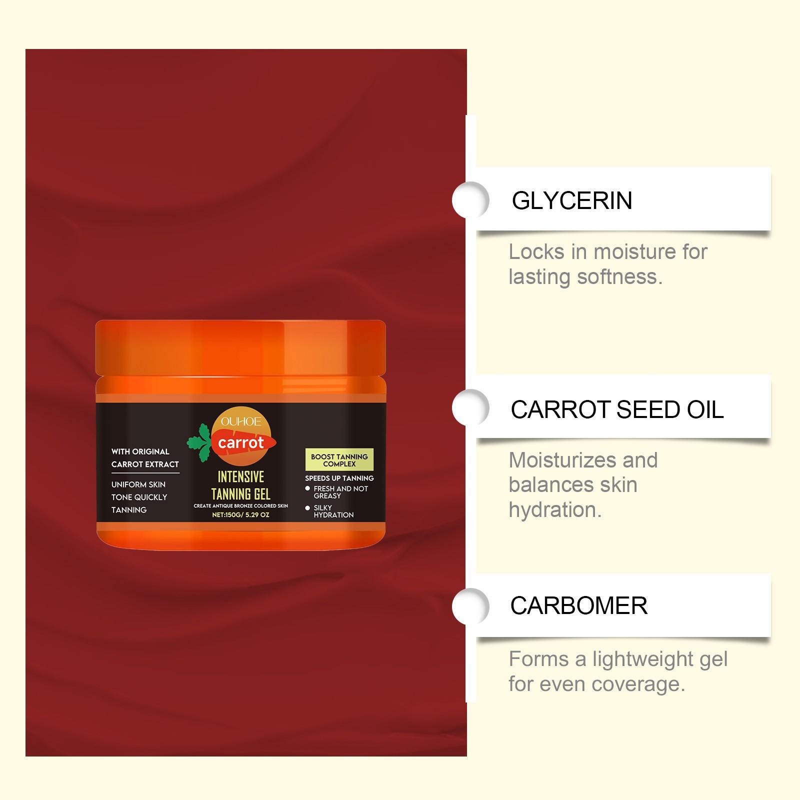 2-Pack Carrot Bronzing Gel (150g*2), Hydrating Lightweight Absorbent, Nourishing Skin Care, Bronze Color Bronzer & Tanning Gel