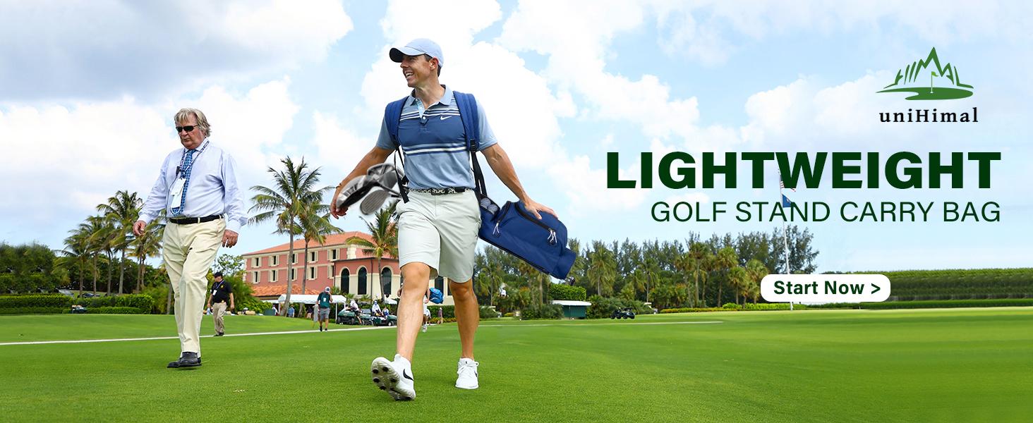 UNIHIMAL Par 3 Golf Lightweight Stand Carry Bag PRO with Dual Shoulder Straps –Pitch n Putt Golf Bag Easy to Carry and Durable for The Driving Range, and Executive Courses – 31.5 inches Tall