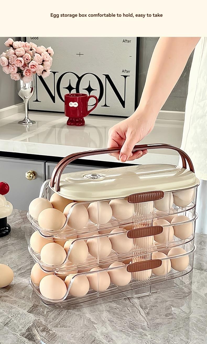 Egg Storage Box, Plastic Sealed Stackable Fridge Organizer, Shockproof Egg Rack, Kitchen Space-Saving Container, Home Use Essentials