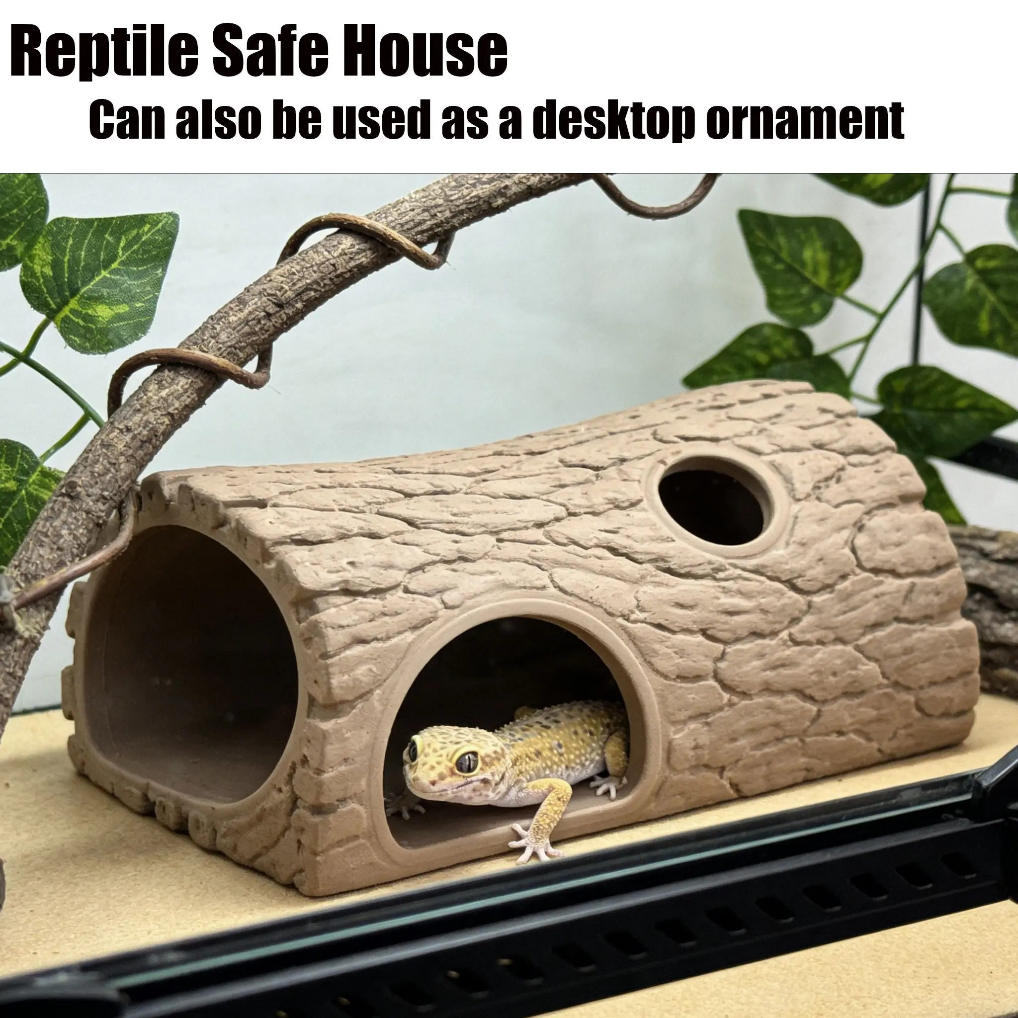 Creative Tree Cave Pet Hideout, Boho Style, Portable, Safe House for Hamsters, Geckos, Lizards, Pet Snakes, Aquarium Decor