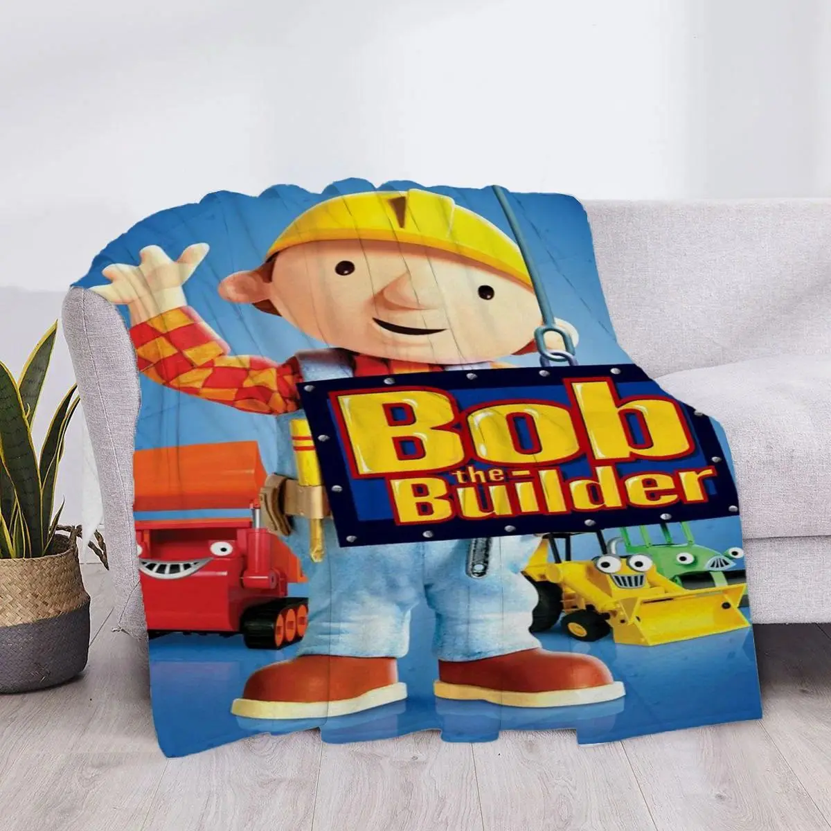 Cute Blanket Bob the Builder Fluffy Soft Blankets & Throws Plaid Bed Throw Sofa Knee Microfiber Star H Anime Luxury Cover Child