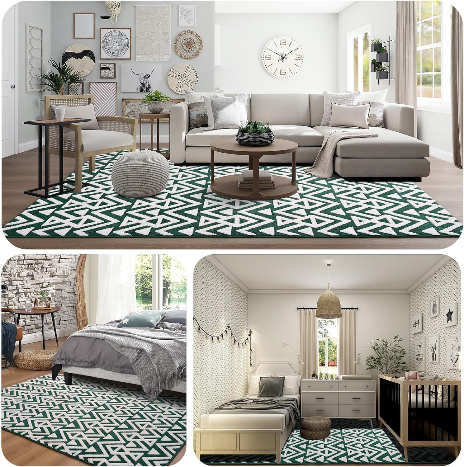 【Deals for You Days】TWINNIS Plush Geometric Textured Area Rug Lantern Geometric Rug Shaggy Memory Foam Rug  Washable Non-Slip Cozy Modern Floor Decor