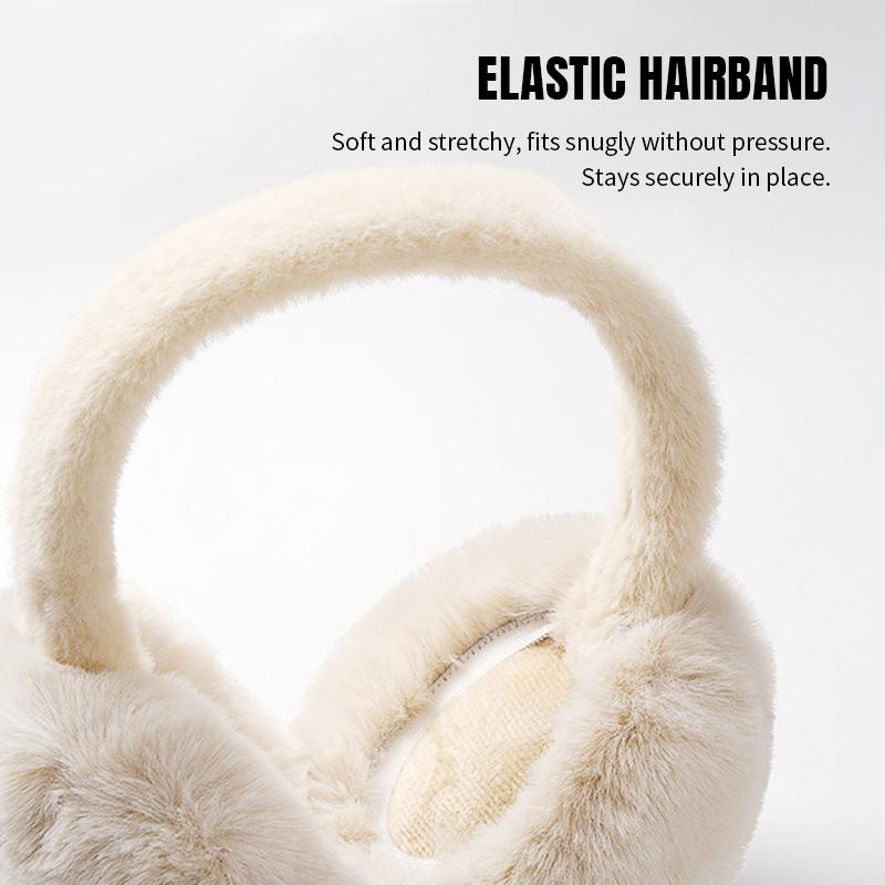 KatchMe Women's Versatile Solid Color Fluffy Foldable Thermal Earmuffs, Thick Plush Warm Ear Protection for Winter, Minimalist Portable Earmuffs
