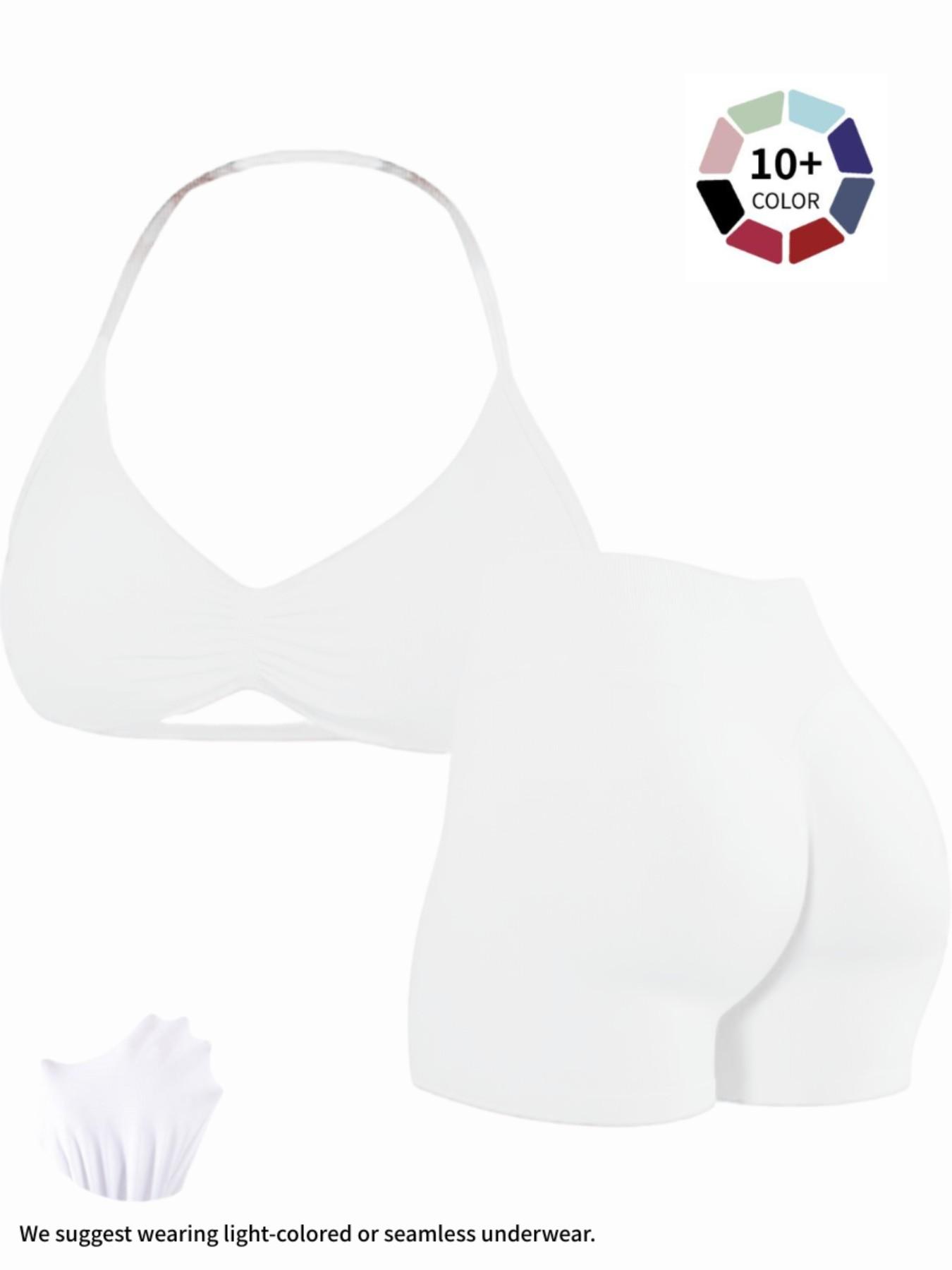 Women's Two-Piece Set, Solid Color Halter Top & High Waist Shorts, Sporty Breathable Quick-Dry for Yoga Gym Workout Running