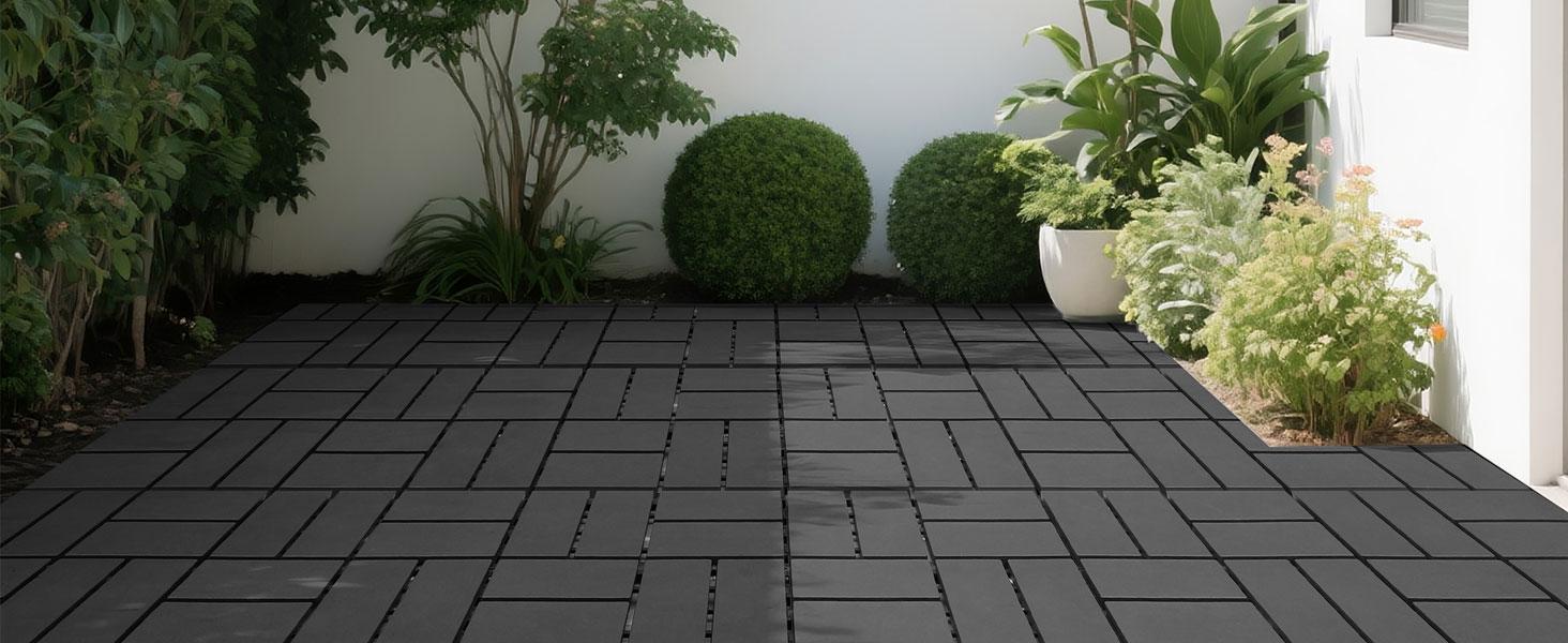 Interlocking Deck Tiles, 44 Pack ,12"x 12" Waterproof Outdoor Flooring All Weather Use, Patio Floor Decking Tiles For Porch Poolside Balcony Backyard